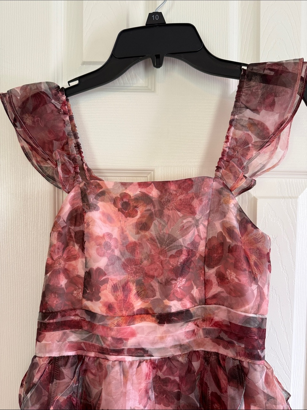GB girls Floral Ruffle Chiffon Dress - Rose Mauve - Picture 9 of 9